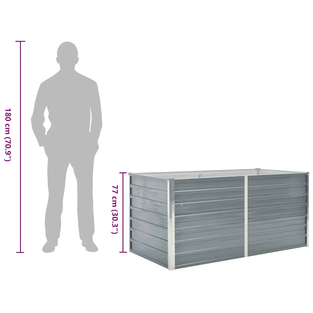 Hochbeet 160 x 80 x 77 cm Verzinkter Stahl Grau
