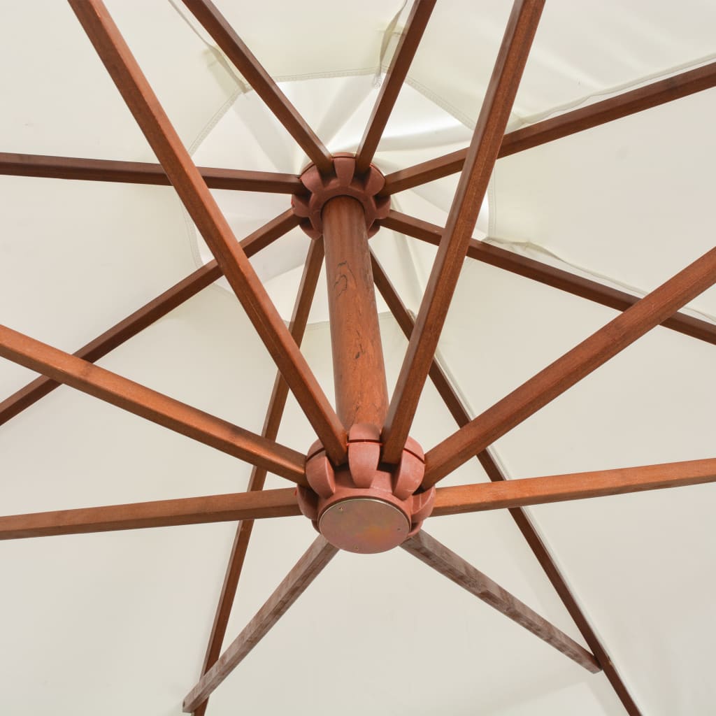 Ampelschirm 350 cm Holzmast Weiß