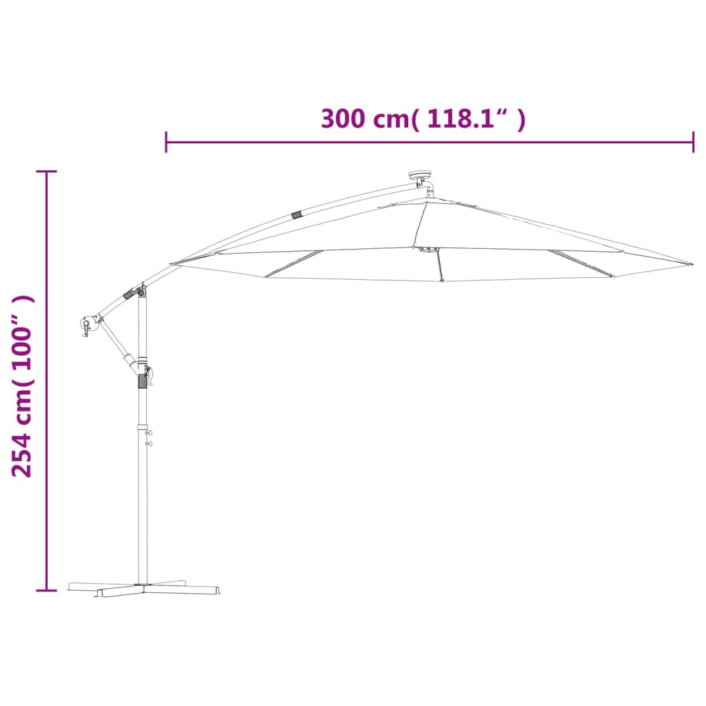 Sonnenschirm Ampelschirm mit LED-Beleuchtung 300 cm Metallmast