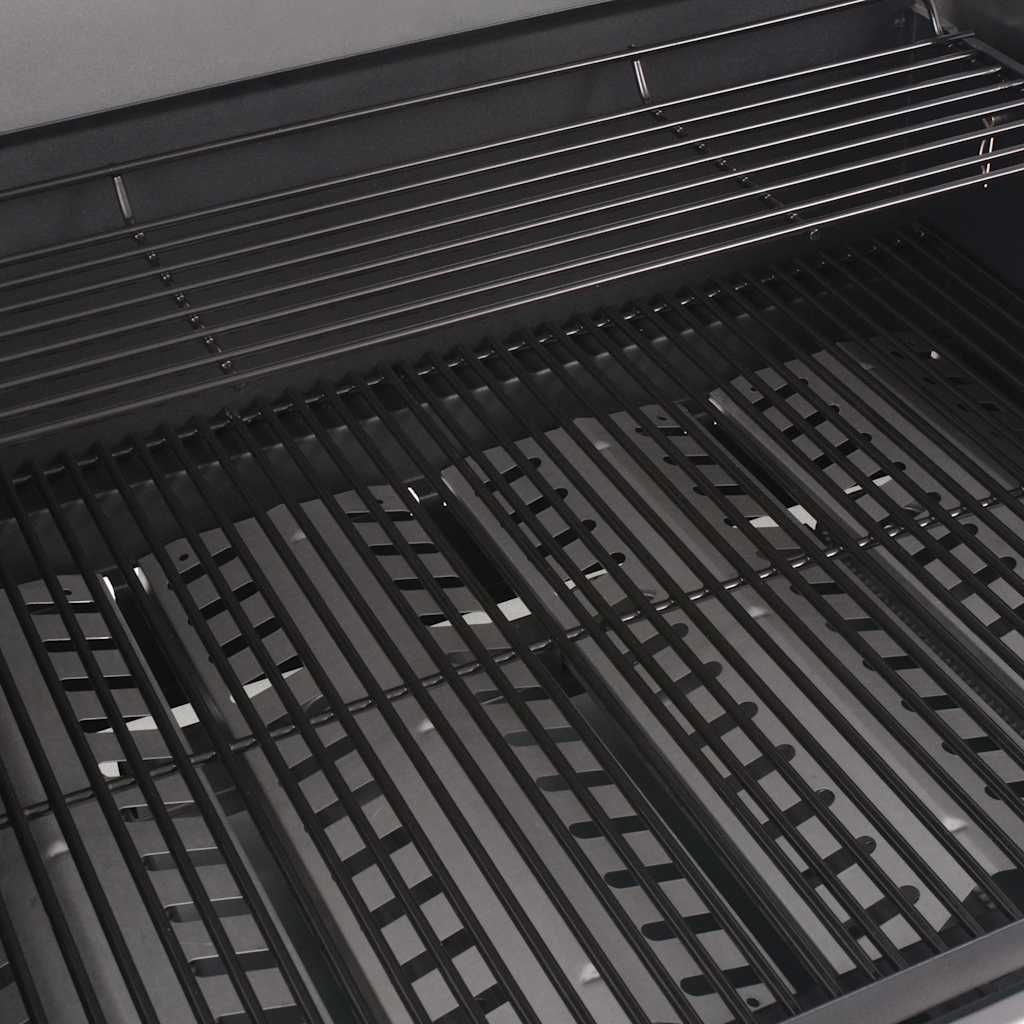 Gasgrill 4+1 Flammen Schwarz und Silbern
