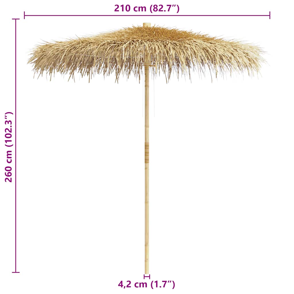 Bambus-Sonnenschirm mit Bananenblatt-Dach 210 cm