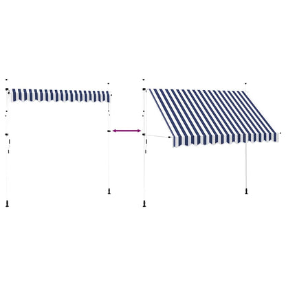 Einziehbare Markise Handbetrieben 300 cm Blau/Weiß Gestreift