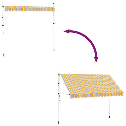 Einziehbare Markise Handbetrieben 350 cm Gelb/Blau Gestreift