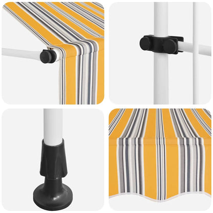 Einziehbare Markise Handbetrieben 350 cm Gelb/Blau Gestreift