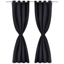 Verdunkelungsvorhänge 2 Stk. mit Metallösen 135x175 cm Schwarz