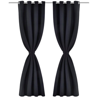 Verdunkelungsvorhänge 2 Stk. mit Metallösen 135x175 cm Schwarz