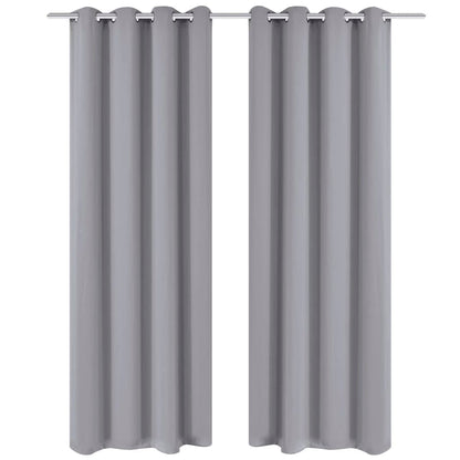 Verdunkelungsvorhänge 2 Stk. mit Metallösen 135 x 175 cm Grau