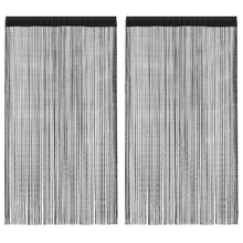 Fadenvorhänge 2 Stk. 140 x 250 cm Schwarz