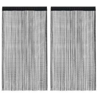 Fadenvorhänge 2 Stk. 140 x 250 cm Schwarz