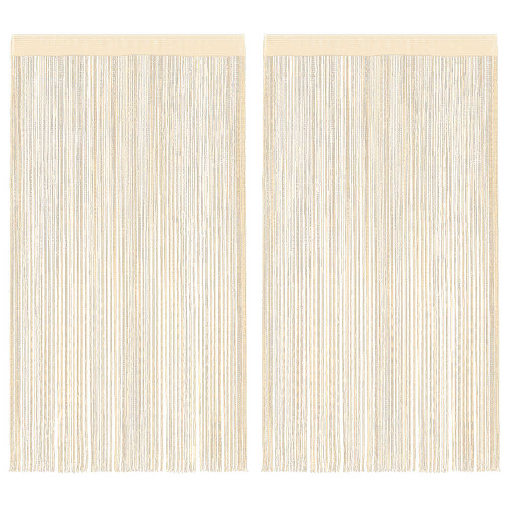 Fadenvorhänge 2 Stk. 100 x 250 cm Cremefarben