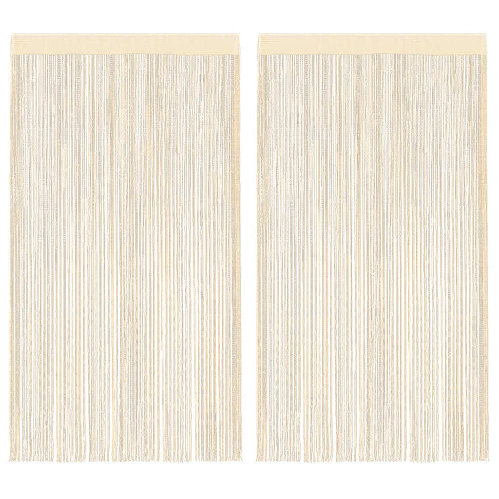 Fadenvorhänge 2 Stk. 140 x 250 cm Cremefarben