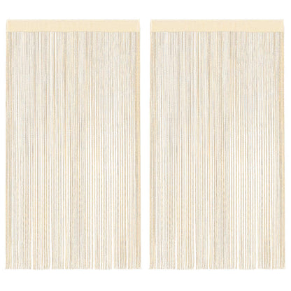 Fadenvorhänge 2 Stk. 140 x 250 cm Cremefarben