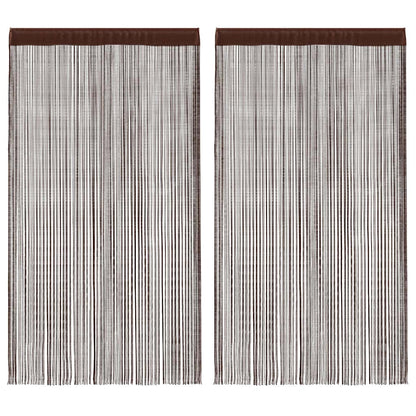 Fadenvorhänge 2 Stk. 140 x 250 cm Braun