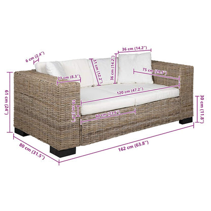 2-Sitzer Sofa Echtes Rattan