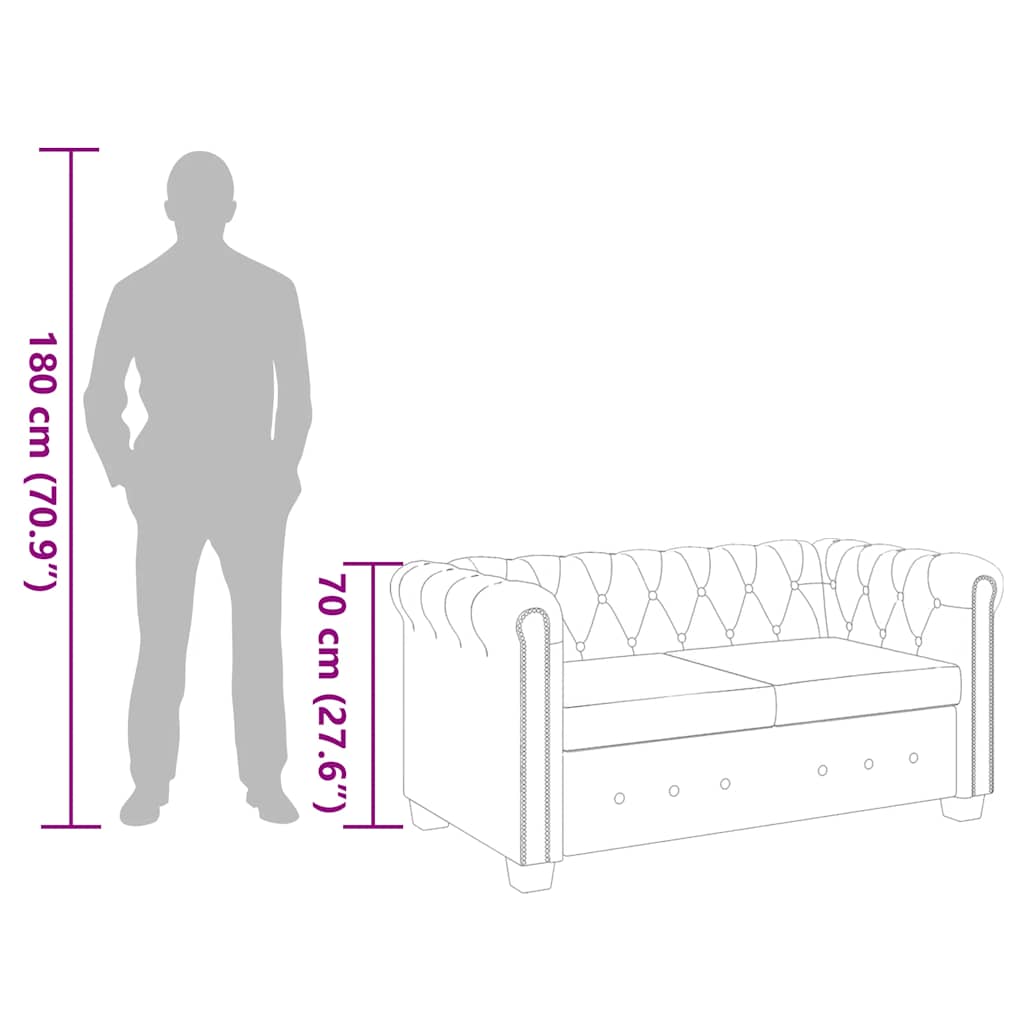 Chesterfield-Sofa 2-Sitzer Kunstleder Braun