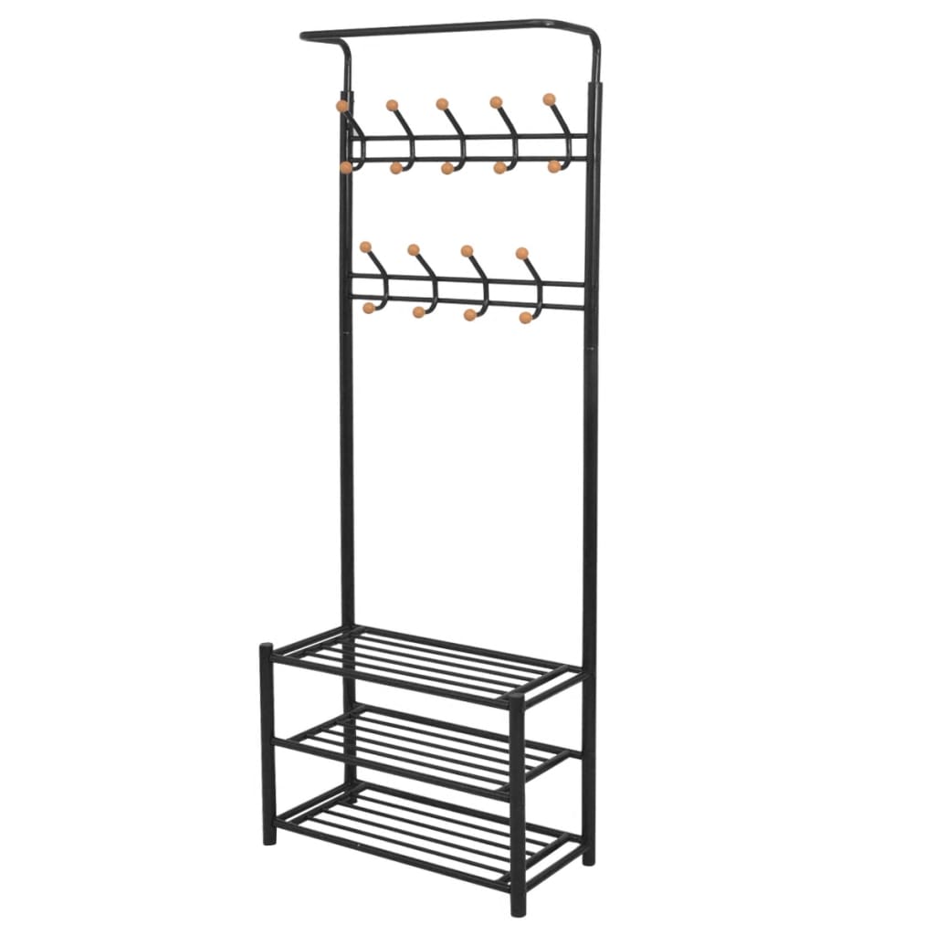 Garderobe mit Schuhablage 68×32×182,5 cm Schwarz
