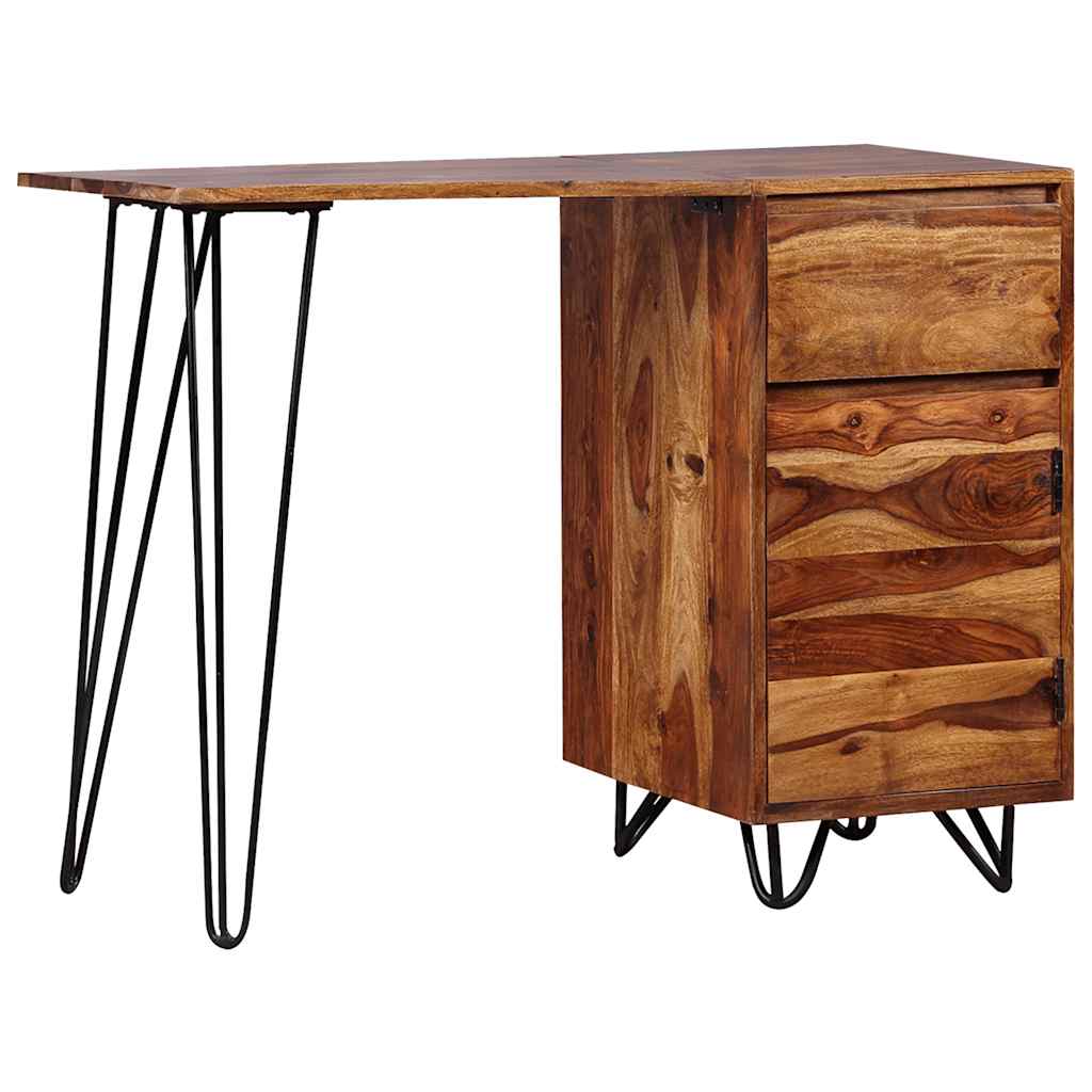 Schreibtisch mit 1 Schublade und 1 Schrank Massivholz Akazie