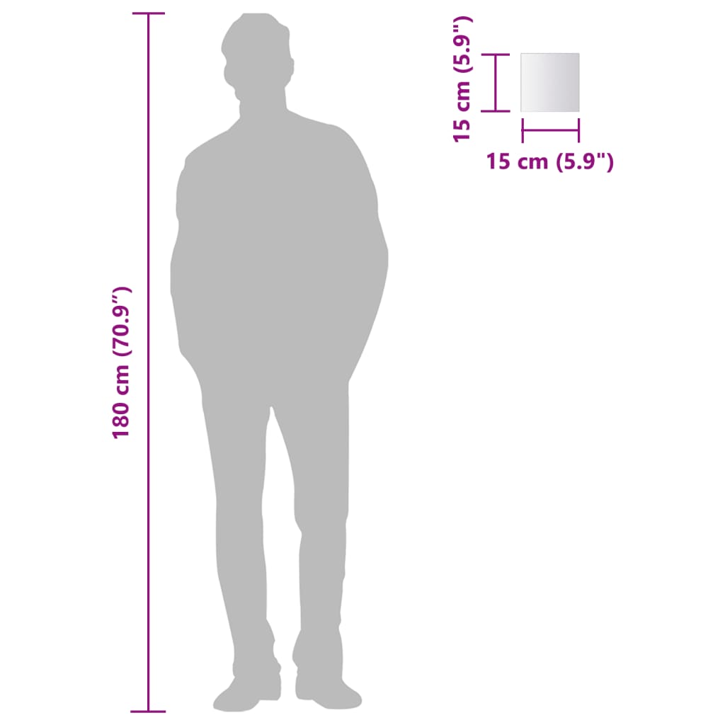 24-tlg. Spiegelfliesen-Set Quadratisch Glas