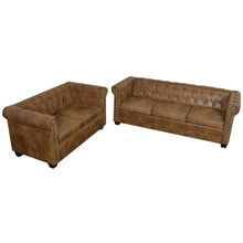 Chesterfield-Sofas 2-Sitzer und 3-Sitzer Braun