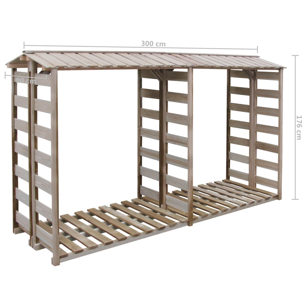 Brennholz-Lagerschuppen 300x90x176 cm Kiefernholz Imprägniert