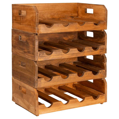 Weinregale 4 Stk. für 16 Flaschen Massives Mahagoniholz