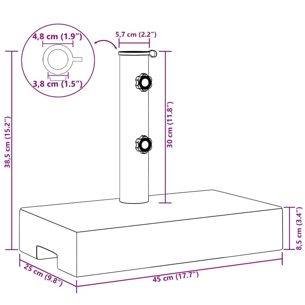 Sonnenschirmständer Granit Rechteckig 25 kg