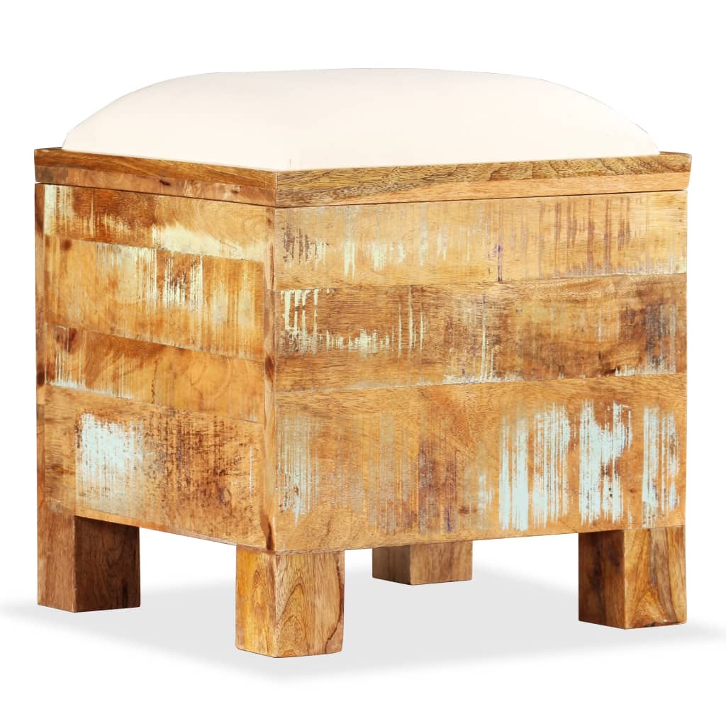 Sitzbank mit Stauraum Altholz Massiv 40x40x45 cm