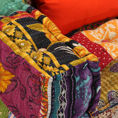 2-Sitzer Modularer Pouf Patchwork Stoff