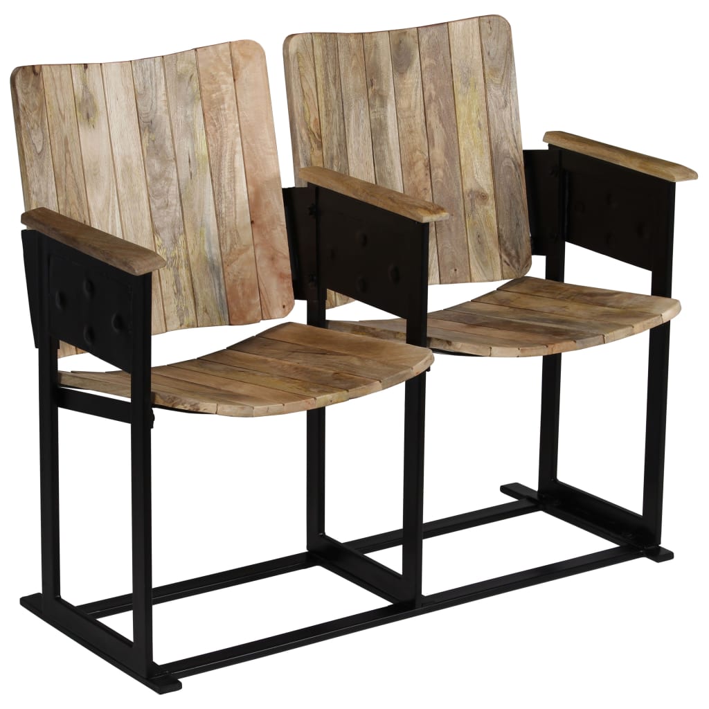 2-Sitzer-Bank Massivholz Mango und Stahl