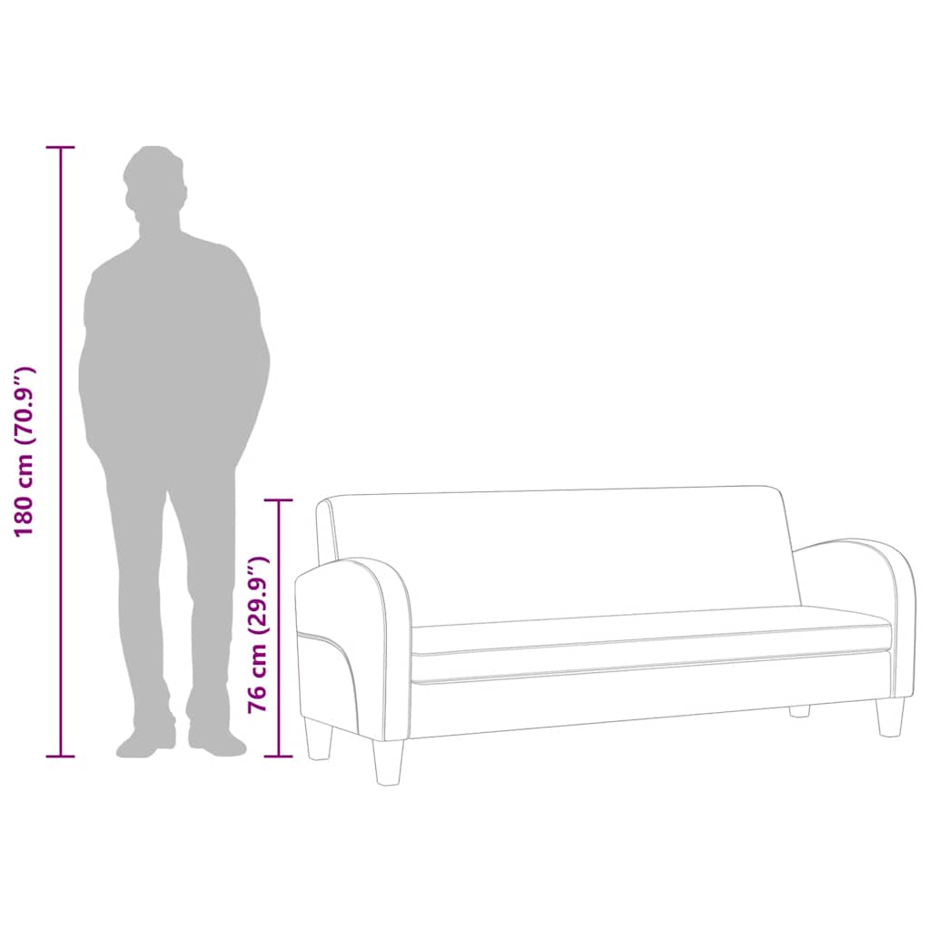 3-Sitzer-Sofa Kunstleder Schwarz