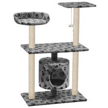 Katzen-Kratzbaum Sisal 95 cm Grau Pfoten-Aufdruck