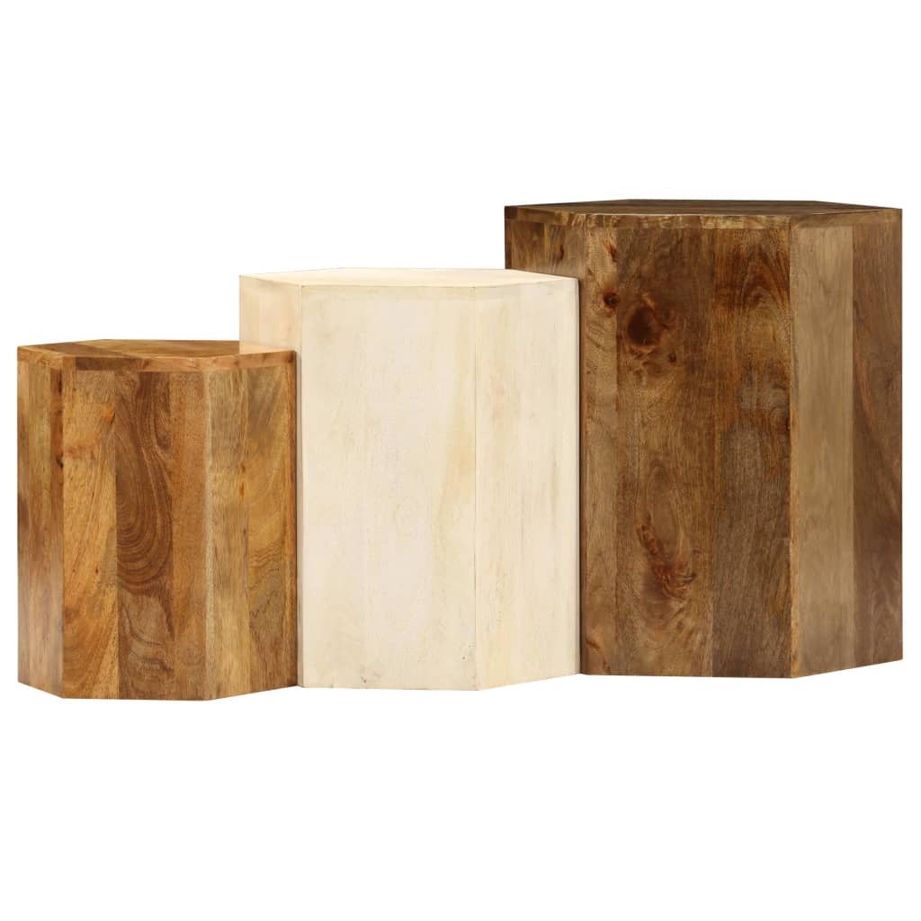 3-tlg. Couchtisch-Set Massivholz Mango