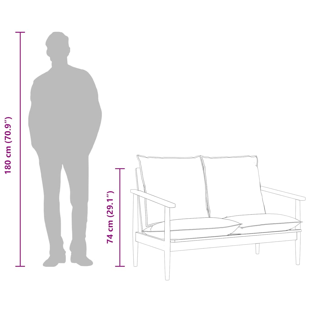 2-Sitzer-Sofa Echtleder Akazienholz Schwarz