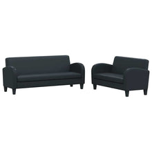 2-tlg. Sofa-Set Kunstleder Schwarz