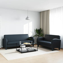 2-tlg. Sofa-Set Kunstleder Schwarz