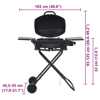 Gasgrill Tragbar mit Kochzone Schwarz