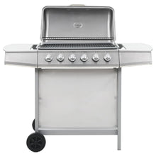Gasgrill mit 6 Flammen Edelstahl Silbern
