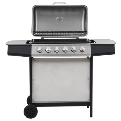 Gasgrill mit 6 Flammen Edelstahl Silbern