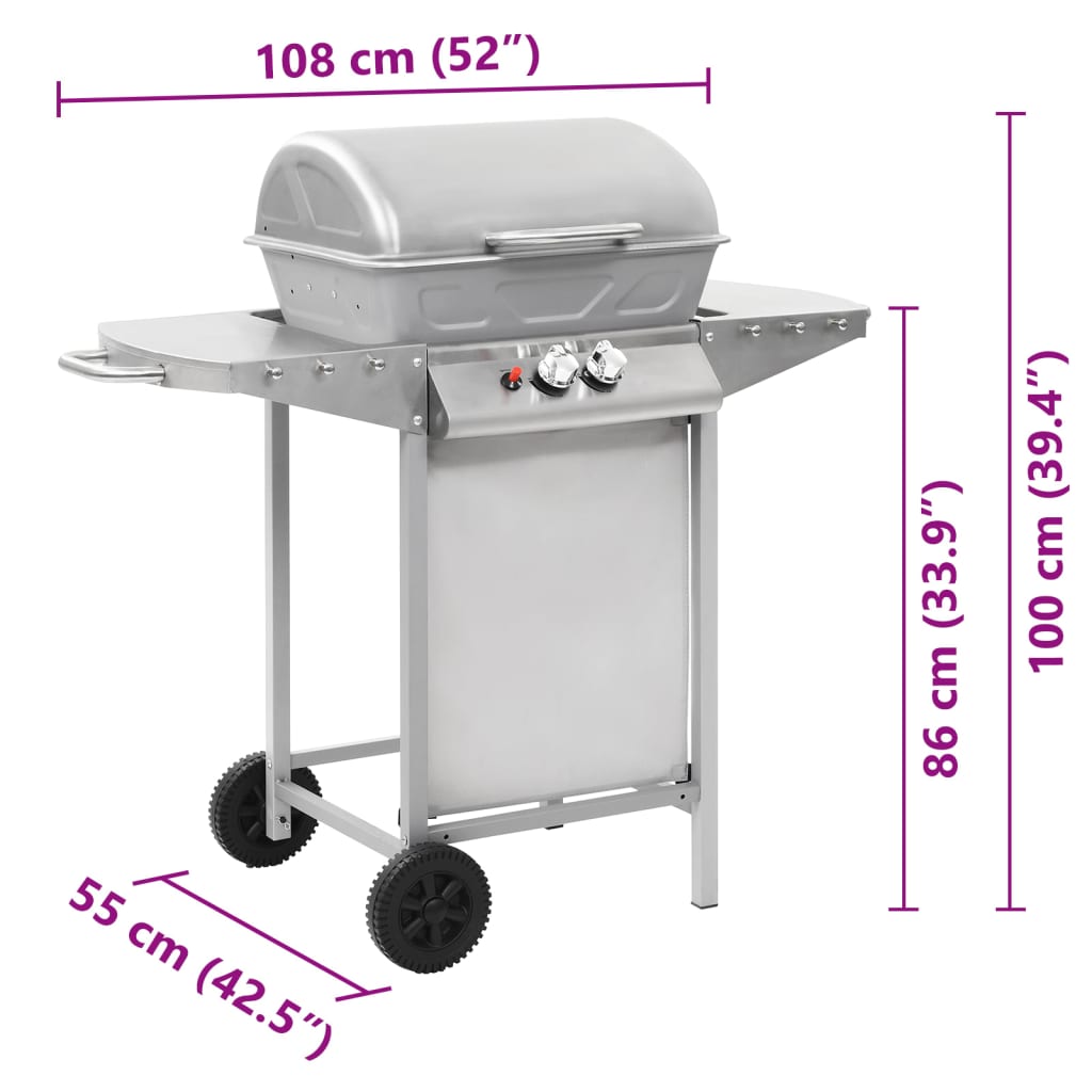 Gasgrill mit 6 Flammen Edelstahl Silbern