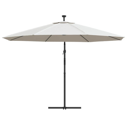Ampelschirm mit LED-Beleuchtung und Metall-Mast 350 cm Sandweiß
