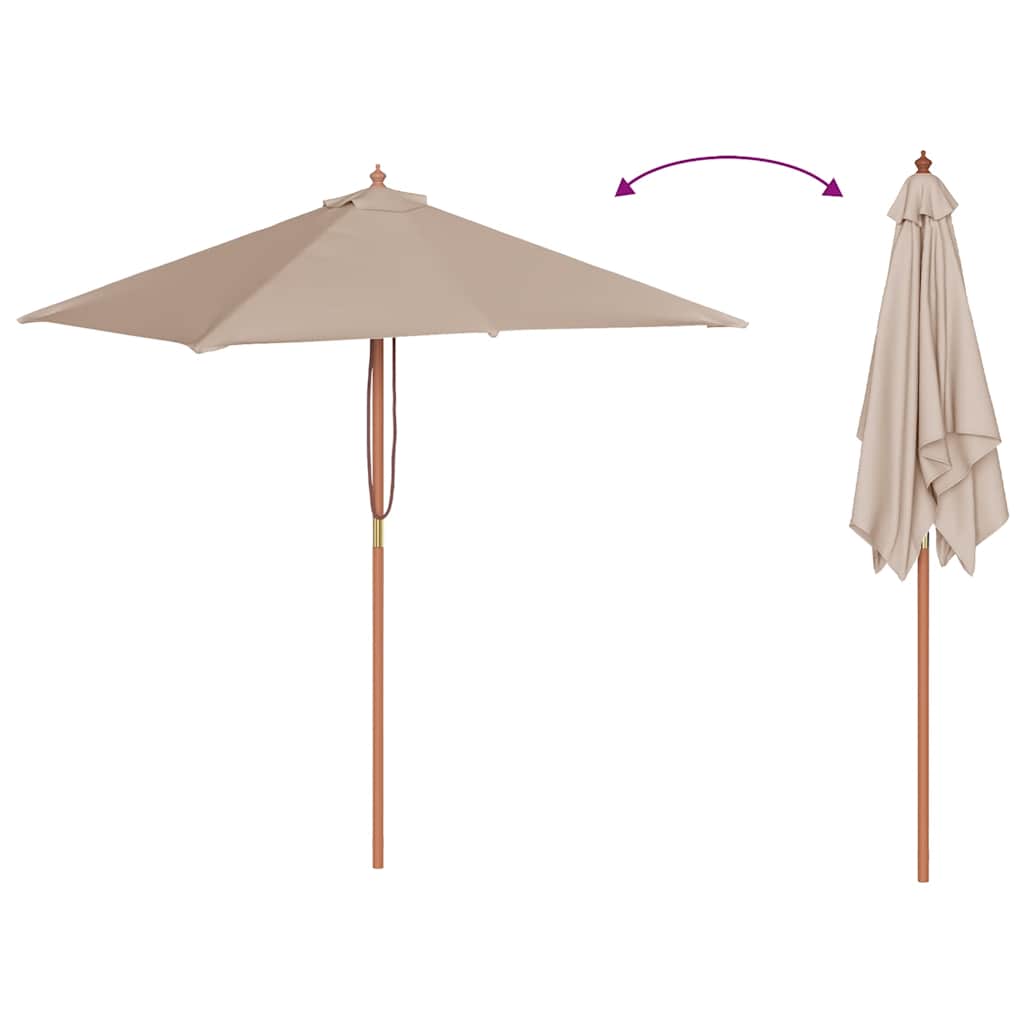 Sonnenschirm mit Holz-Mast 150x200 cm Taupe