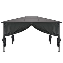 Gartenpavillon mit Vorhang Aluminium 4×3×2,6 m  Schwarz