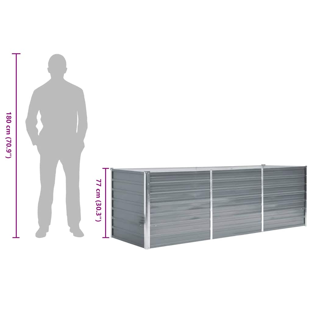 Garten-Hochbeet Verzinkter Stahl 240x80x77 cm Grau