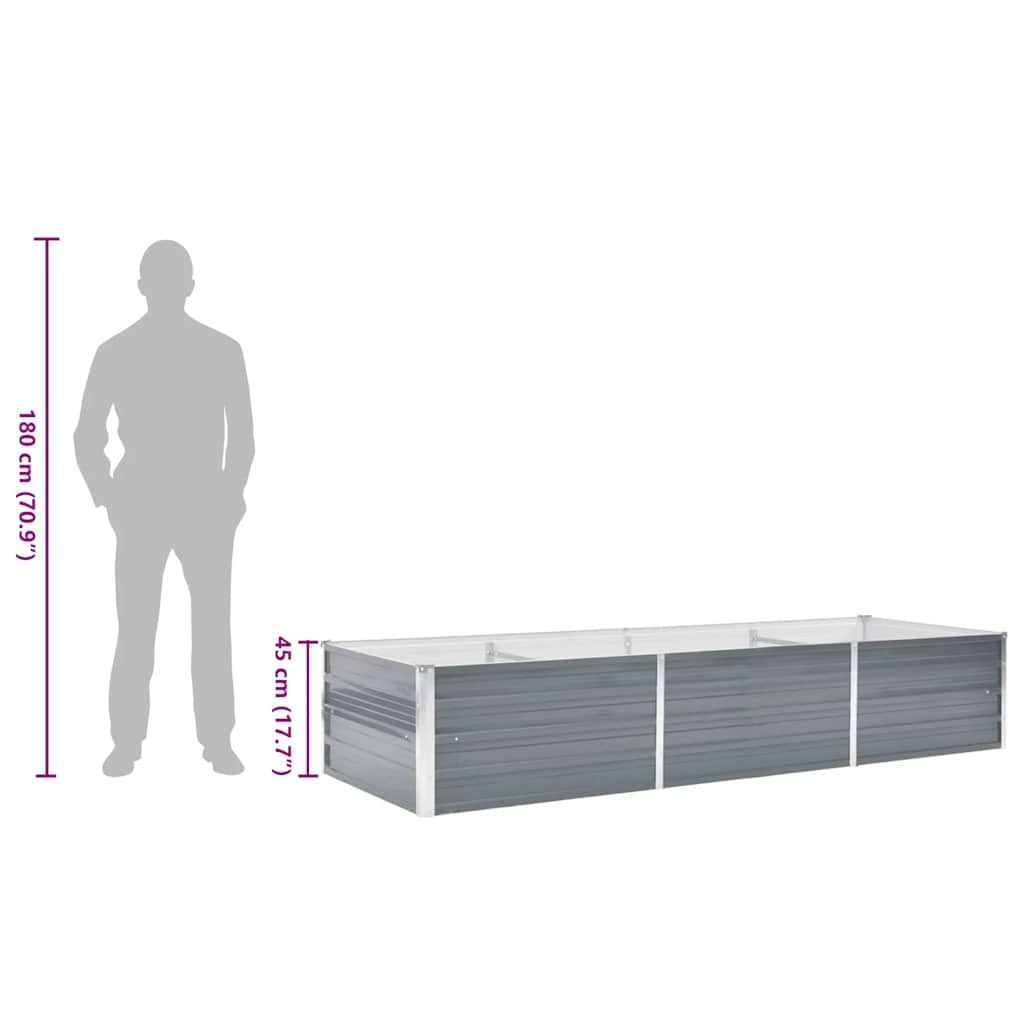 Garten-Hochbeet Verzinkter Stahl 240x80x45 cm Grau