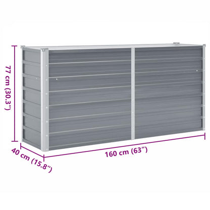 Garten-Hochbeet Verzinkter Stahl 160x40x77 cm Grau