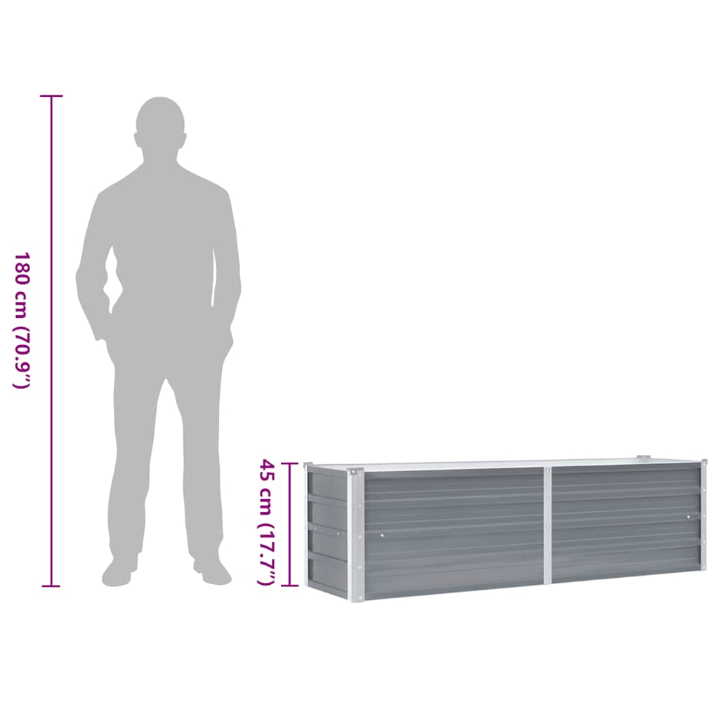 Garten-Hochbeet Verzinkter Stahl 160x40x45 cm Grau