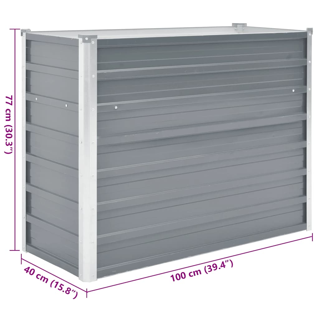 Garten-Hochbeet Verzinkter Stahl 100x40x77 cm Grau