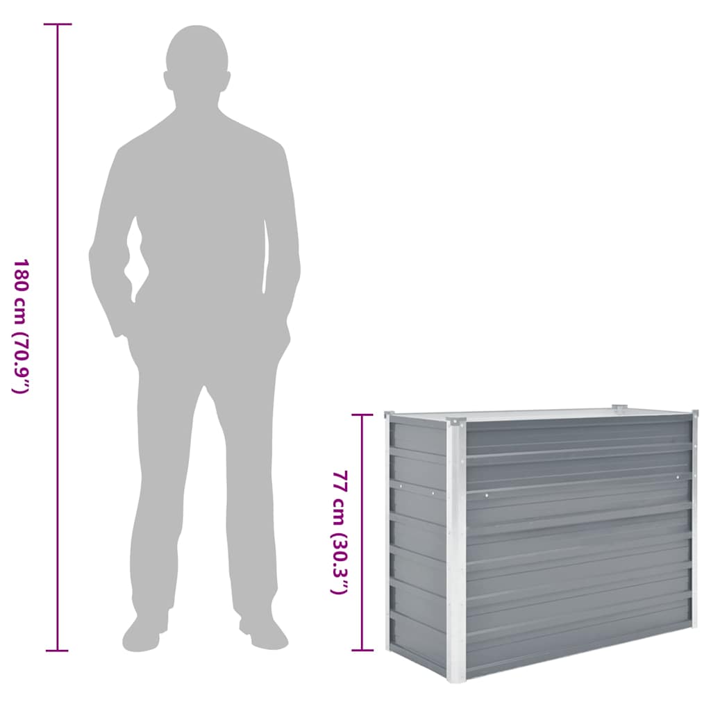 Garten-Hochbeet Verzinkter Stahl 100x40x77 cm Grau