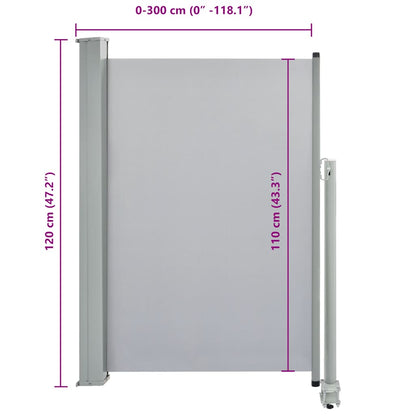 Ausziehbare Seitenmarkise 120x300 cm Grau
