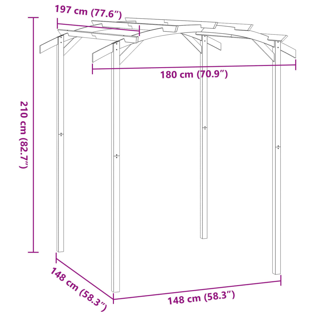 Garten-Pergola Kiefernholz Imprägniert 180x197x210 cm